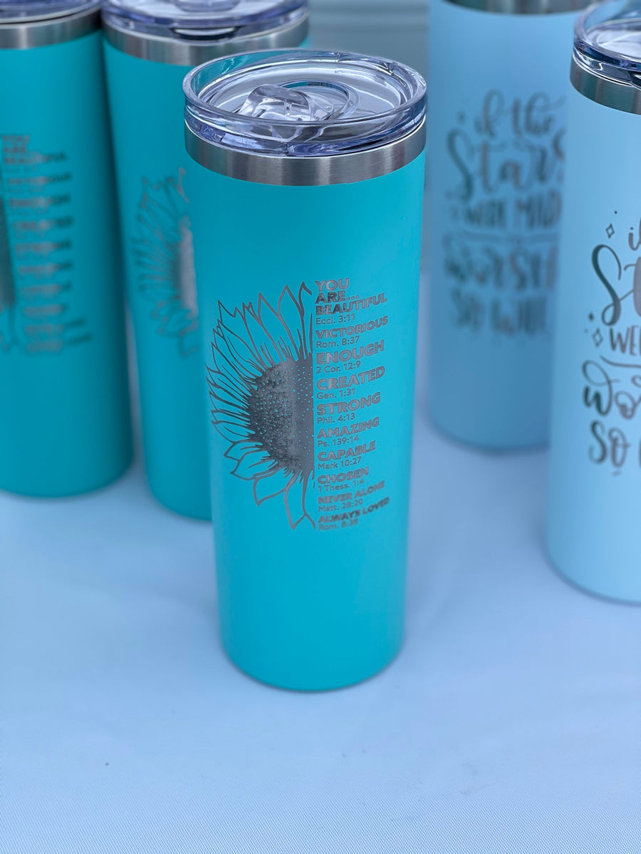 Sunflower 40 ounce engraved stainless steel tumbler – Thistle Dew Crafts