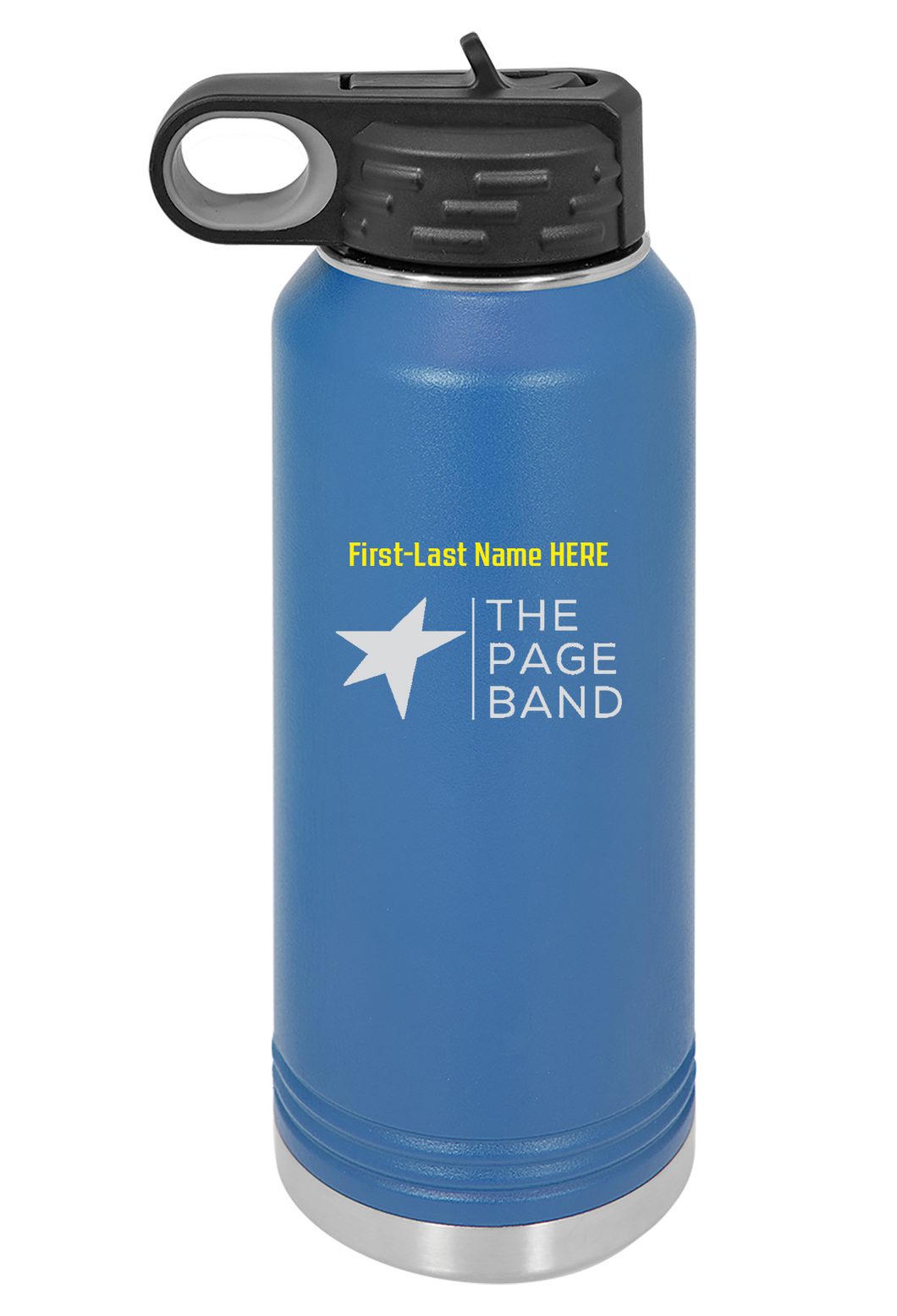32 oz. Royal Blue Water Bottle- Laser Engraved- THE PAGE BAND Logo...Personalized