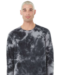 Bella + Canvas FWD Fashion Unisex Tie-Dye Pullover Sweatshirt- White/ Gray & Black