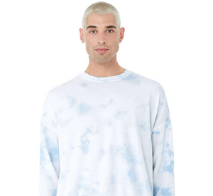 Bella + Canvas FWD Fashion Unisex Tie-Dye Pullover Sweatshirt- White/ Sky Blue