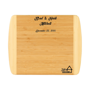 BYM- 13 1/2" x 11 1/2" Bamboo 2-Tone Cutting Board- Personalized