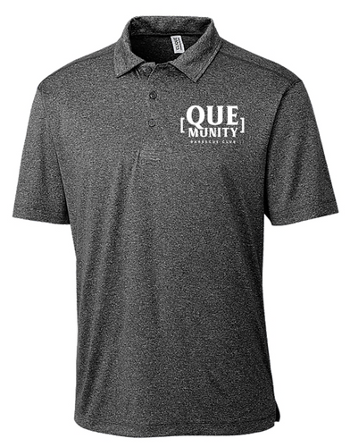 Que-Munity BBQ Club- CUTTER & BUCK- Clique Men's Charge Active Polo Black Heather