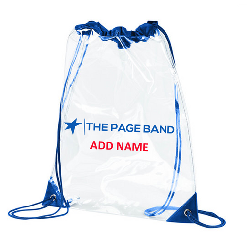 Clear Drawstring Backpack- Clear- THE PAGE BAND- Personalized