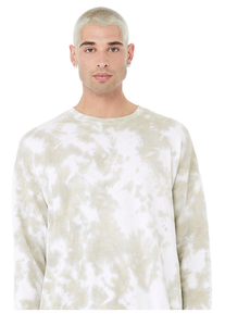 Bella + Canvas FWD Fashion Unisex Tie-Dye Pullover Sweatshirt- White/ Olive Oil