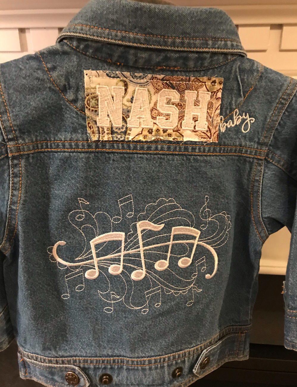 NASH Baby- Denim Jacket- Musical Notes