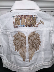 NASH Baby- White Denim Jacket- Angel Wings